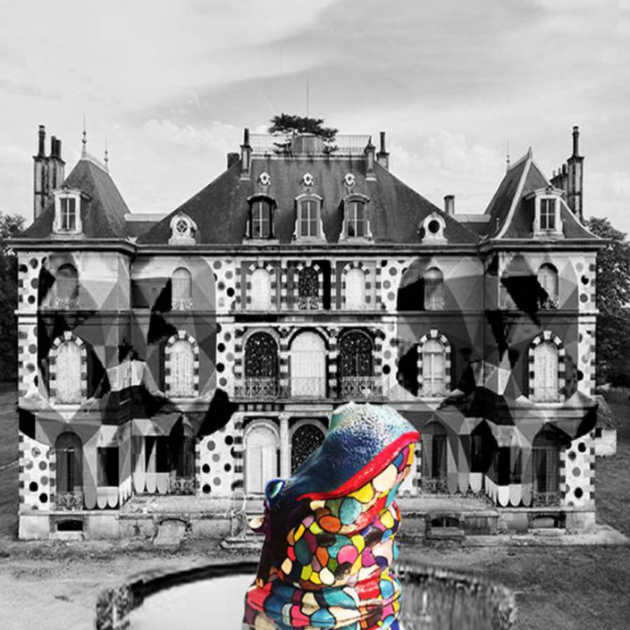 Château photographie hippopotame baigneuse résine sculpture street art