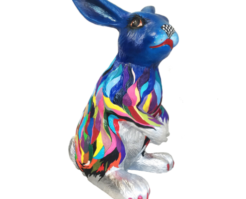 Technique mixte Vernis pièce unique résine sculpture animal lapin geant