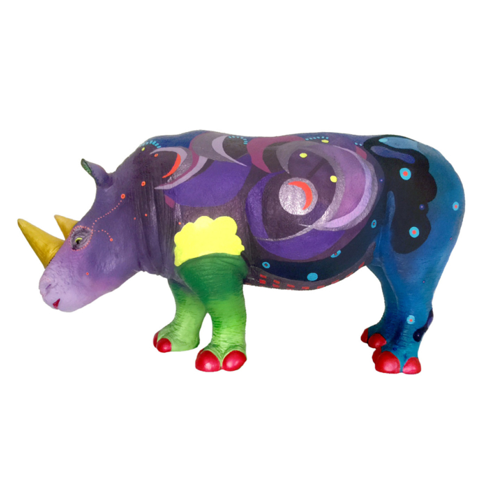 rhinocéros Technique mixte - Vernis - pièce unique résine sculpture animal