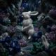 Sculpture de lapin Jean de Daphné Dejay dans une grotte
